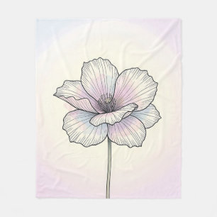 Delicate Pastel Poppy Flower Fleece Blanket