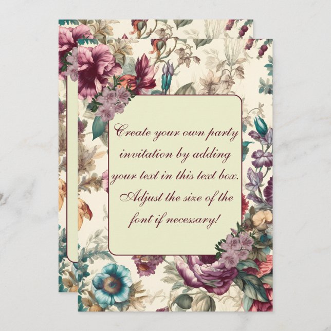 Delicate Pastel Summer Floral Invitation Template (Front/Back)