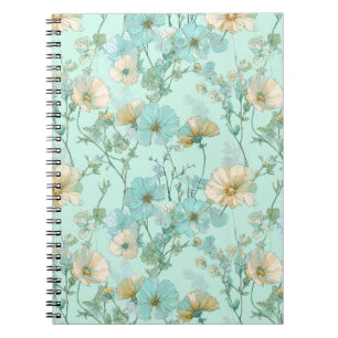 Delicate Pastel Wildflower Mint Floral Pattern Notebook