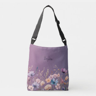 Delicate Pastel Wildflowers Spring Personalise Crossbody Bag