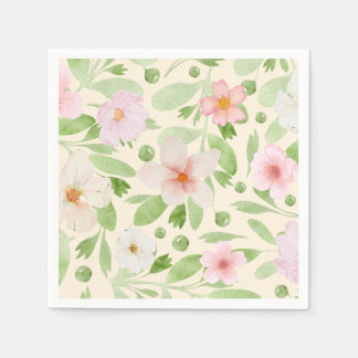 Delicate Pastel Yellow Floral Pattern Napkin