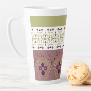 Delicate Pattern In Peach Pink and Green Latte Mug