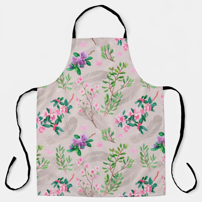 Delicate pattern with rhododendron flowers and fea apron (Front)