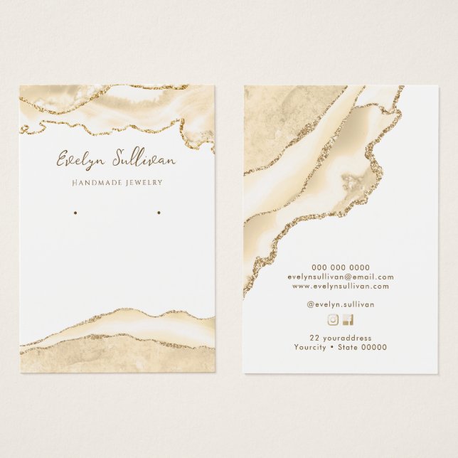 delicate peach agate jewellery display card (Front & Back)