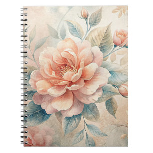Delicate Peach Tone Floral Watercolor Notebook