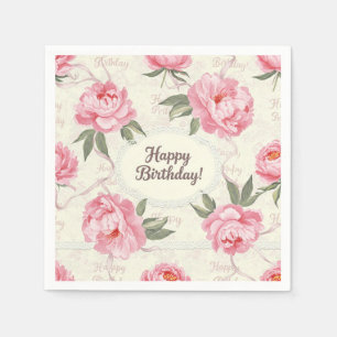  Delicate Peonies Shabby Chic, by Natasha Us   Napkin