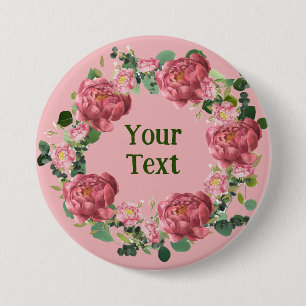 Delicate Peony Flower Wreath Lapel Badge