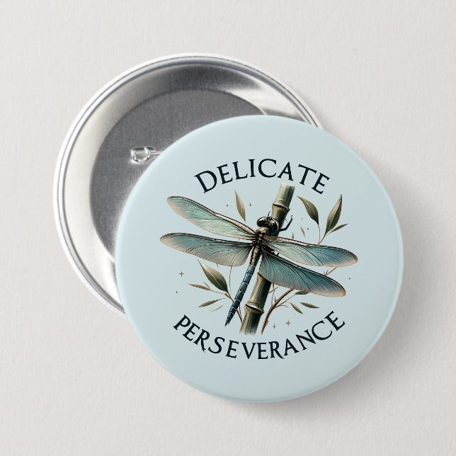 Delicate Perseverance - Artistic Dragonfly 7.5 Cm Round Badge (Front & Back)