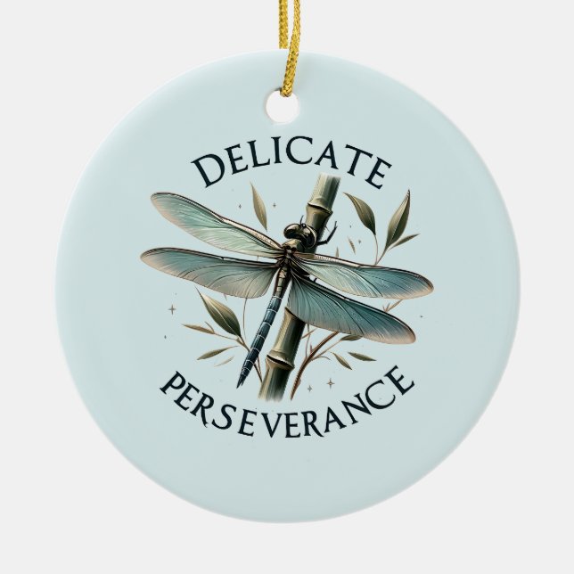 Delicate Perseverance - Artistic Dragonfly Ceramic Tree Decoration (Front)
