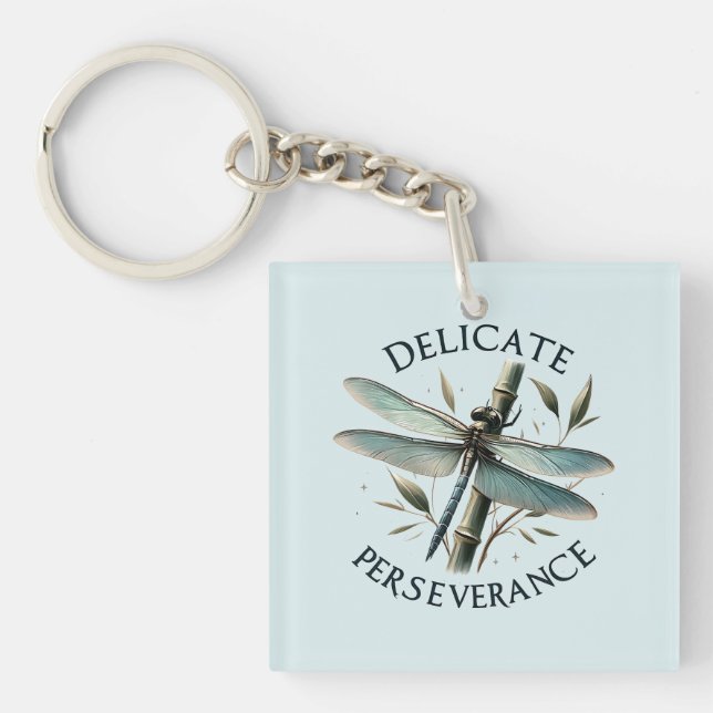 Delicate Perseverance - Artistic Dragonfly Key Ring (Front)