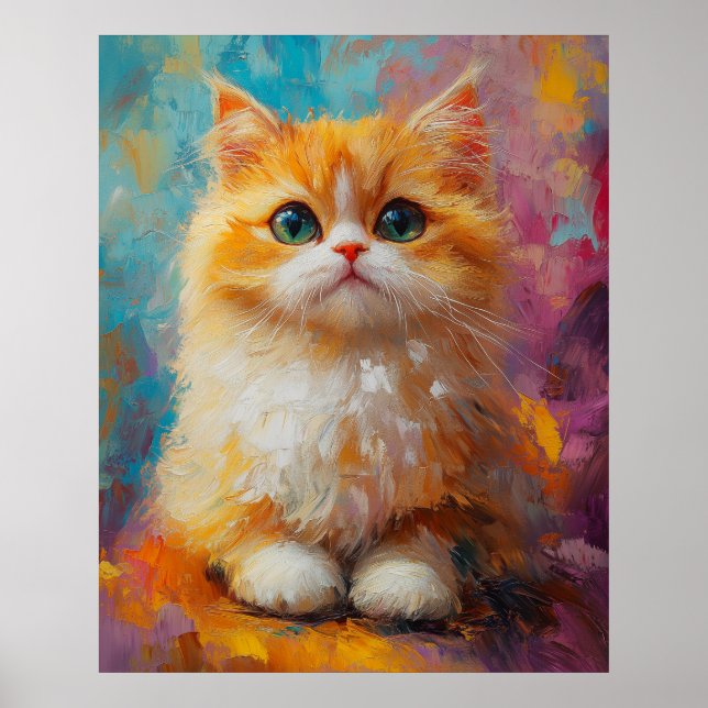 Delicate Persian Kitten — Cute Pastel Art Print (Front)
