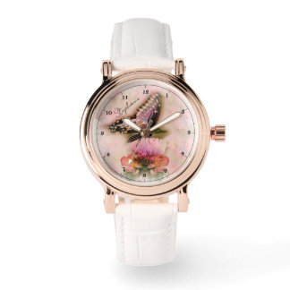 Delicate Personalised Butterfly and Flowers Watch