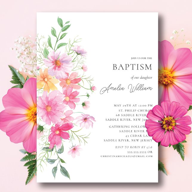 Delicate Petals Baptism Invitation (Creator Uploaded)