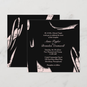 Delicate Pink Abstract Music Wedding Invitation