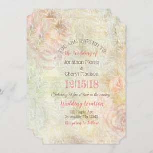 Delicate Pink and Beige Floral Wedding Invitation
