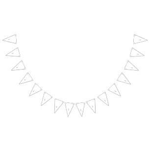 Delicate pink and brown flowers adorn a clean whit bunting