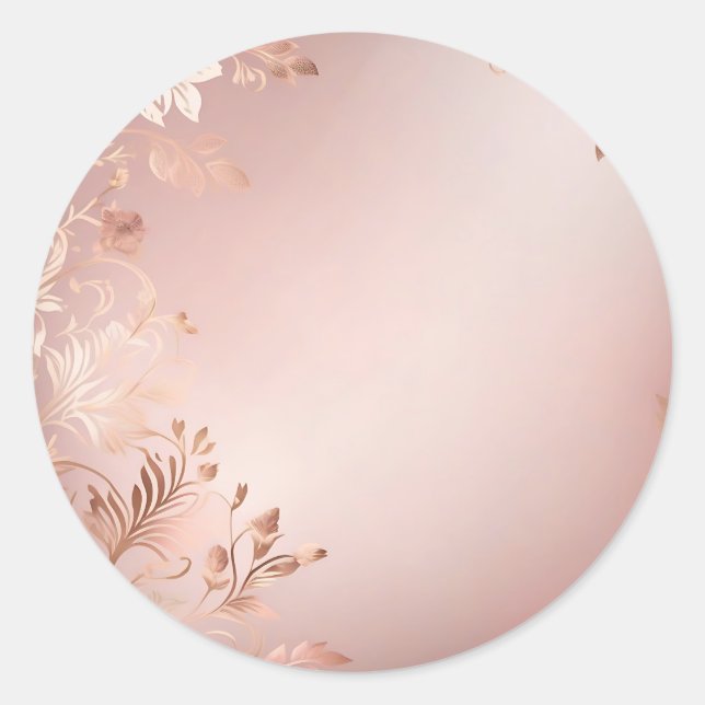 Delicate Pink and Rose Gold Floral Classic Round Sticker (Front)