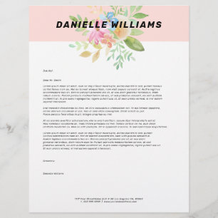 Delicate pink and yellow flowers bouquet custom letterhead