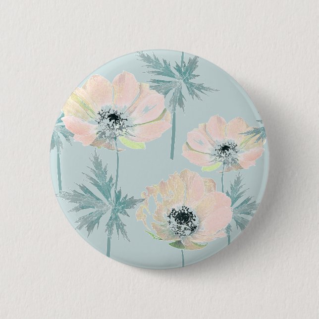 Delicate pink anemones . 6 cm round badge (Front)