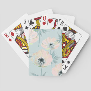Delicate pink anemones . playing cards