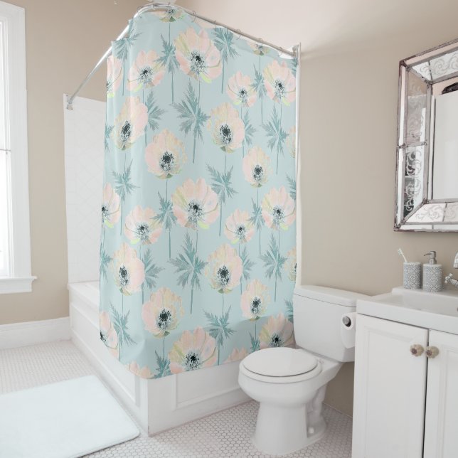 Delicate pink anemones. shower curtain (In Situ)