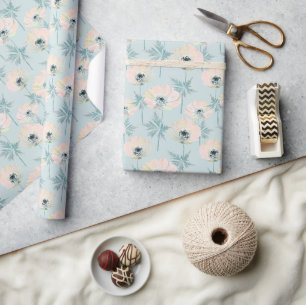Delicate pink anemones. wrapping paper