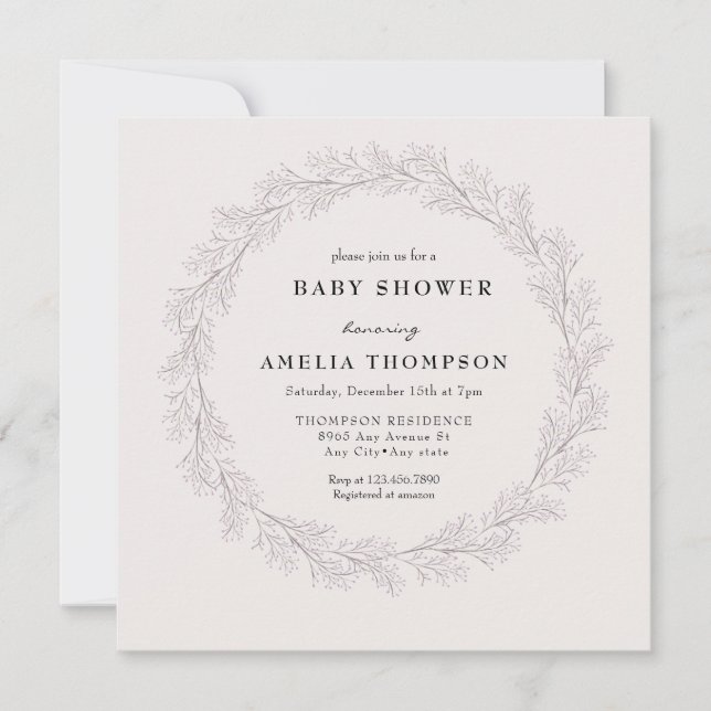 Delicate Pink | Baby Breath Floral Bridal Shower Invitation (Front)