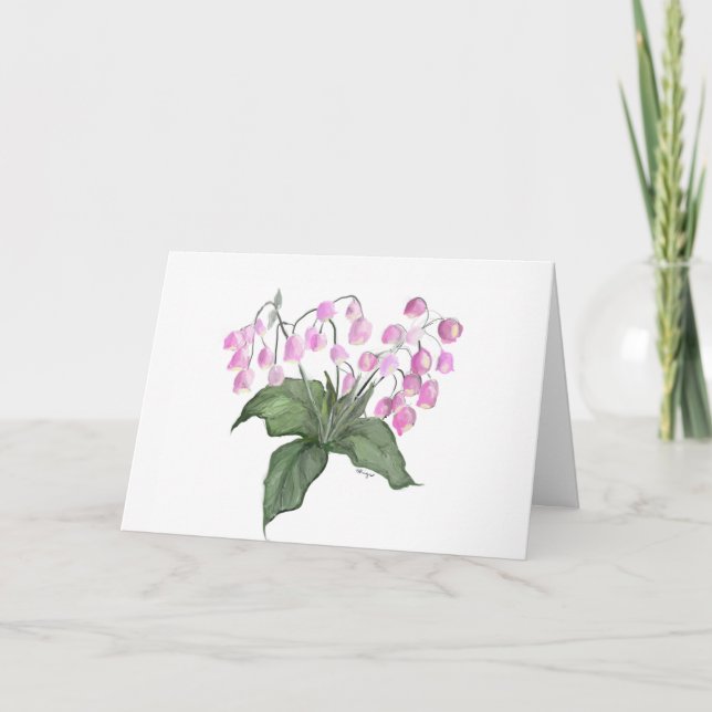 Delicate Pink Bell Flower Plant Greeting Card (Front)