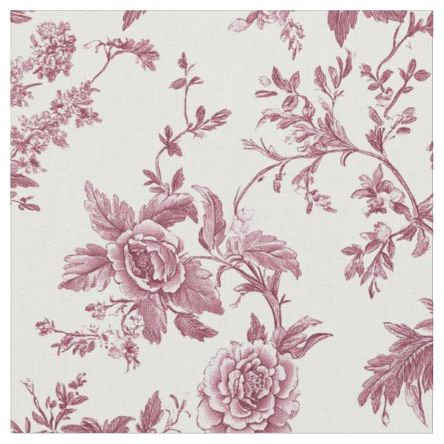 Delicate Pink Botanical Toile Fabric (Close Up)