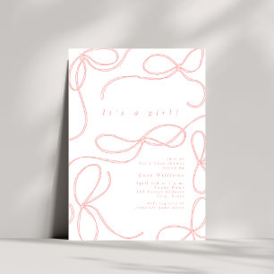 Delicate Pink Bows Girl Baby Shower Coquette Invitation