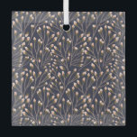 Delicate Pink Buds on Brown Branches Glass Tree Decoration<br><div class="desc">Seamless floral pattern of delicate pink buds on slender brown branches against a dark blue background,  creating an elegant,  calming design.</div>