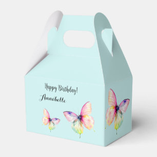 Delicate Pink Butterfly in Pastel Rainbow Colours Favour Box