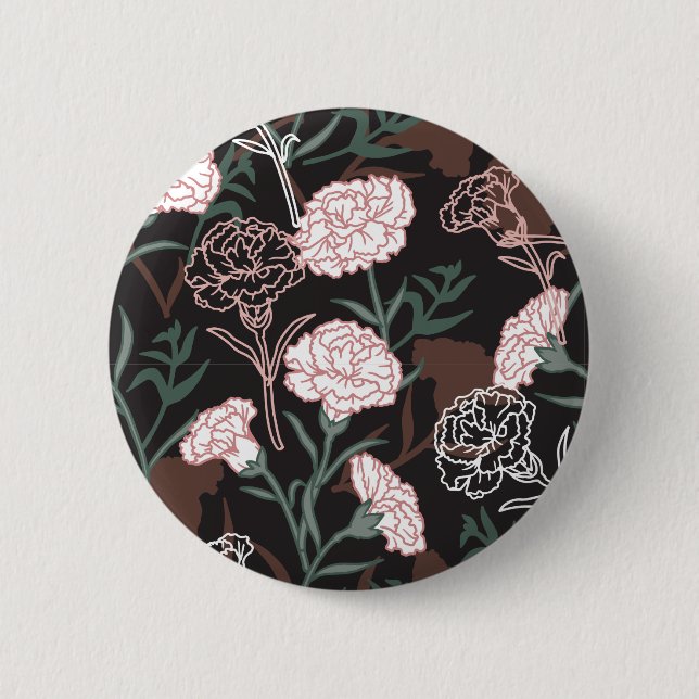  Delicate Pink Carnations with Green Leaves Floral 6 Cm Round Badge (Front)