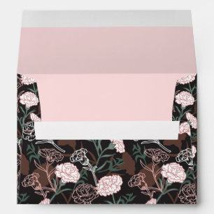  Delicate Pink Carnations with Green Leaves Floral Envelope