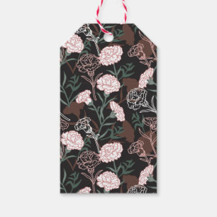 Delicate Pink Carnations with Green Leaves Floral Gift Tags