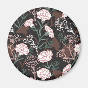 Delicate Pink Carnations with Green Leaves Floral Magnet