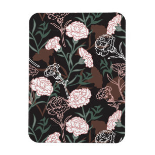 Delicate Pink Carnations with Green Leaves Floral Magnet