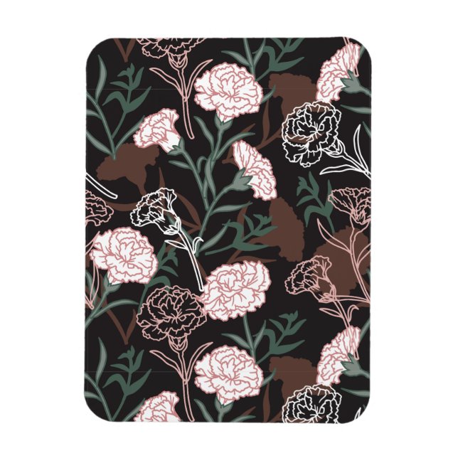  Delicate Pink Carnations with Green Leaves Floral Magnet (Vertical)