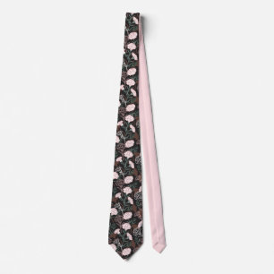  Delicate Pink Carnations with Green Leaves Floral Tie