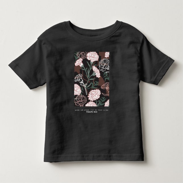  Delicate Pink Carnations with Green Leaves Floral Toddler T-Shirt (Front)