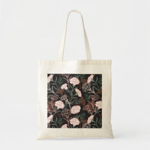 Delicate Pink Carnations with Green Leaves Floral Tote Bag