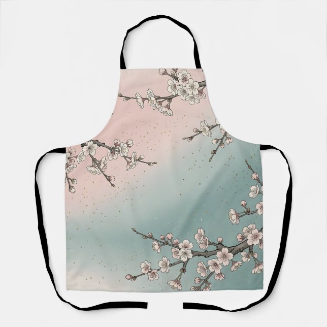 Delicate Pink Cherry Blossom Sakura Branches  Apron (Front)