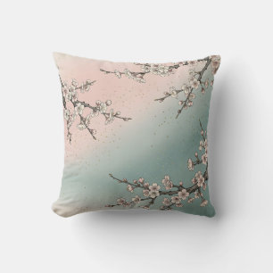Delicate Pink Cherry Blossom Sakura Branches Cushion