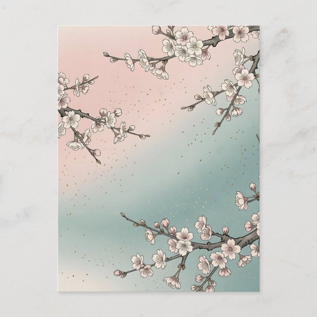 Delicate Pink Cherry Blossom Sakura Branches  Postcard (Front)