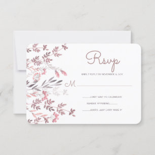Delicate Pink Floral Branches - Wedding RSVP Invitation