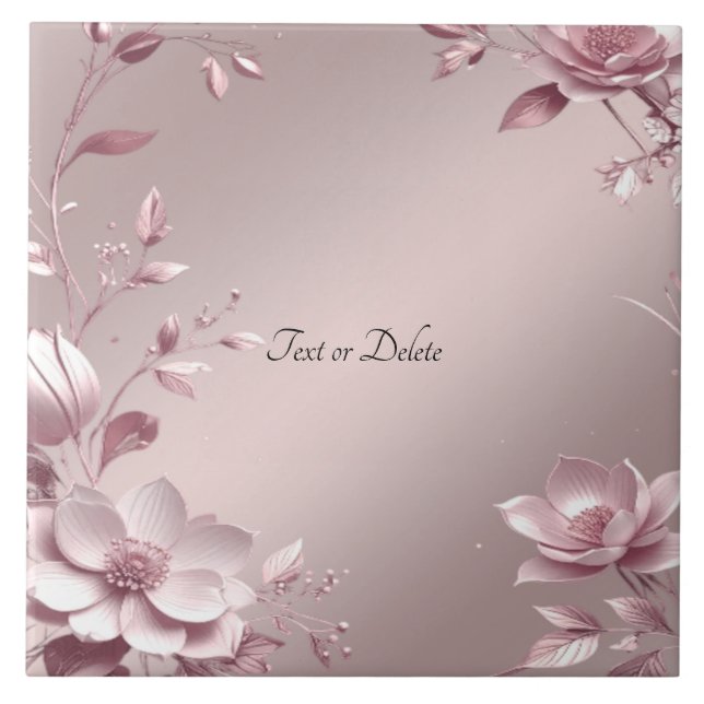 Delicate Pink Floral Ceramic Tile (Front)