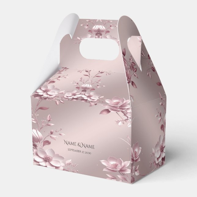 Delicate Pink Floral Favour Box (Front Side)