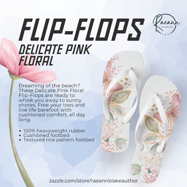 Delicate Pink Floral Flip Flops (Creator Uploaded)