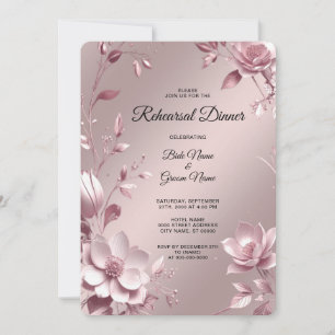 Delicate Pink Floral Frame Rehearsal Dinner Invitation