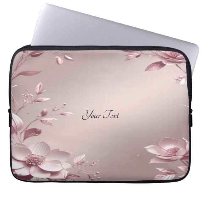 Delicate Pink Floral Laptop Sleeve (Front)